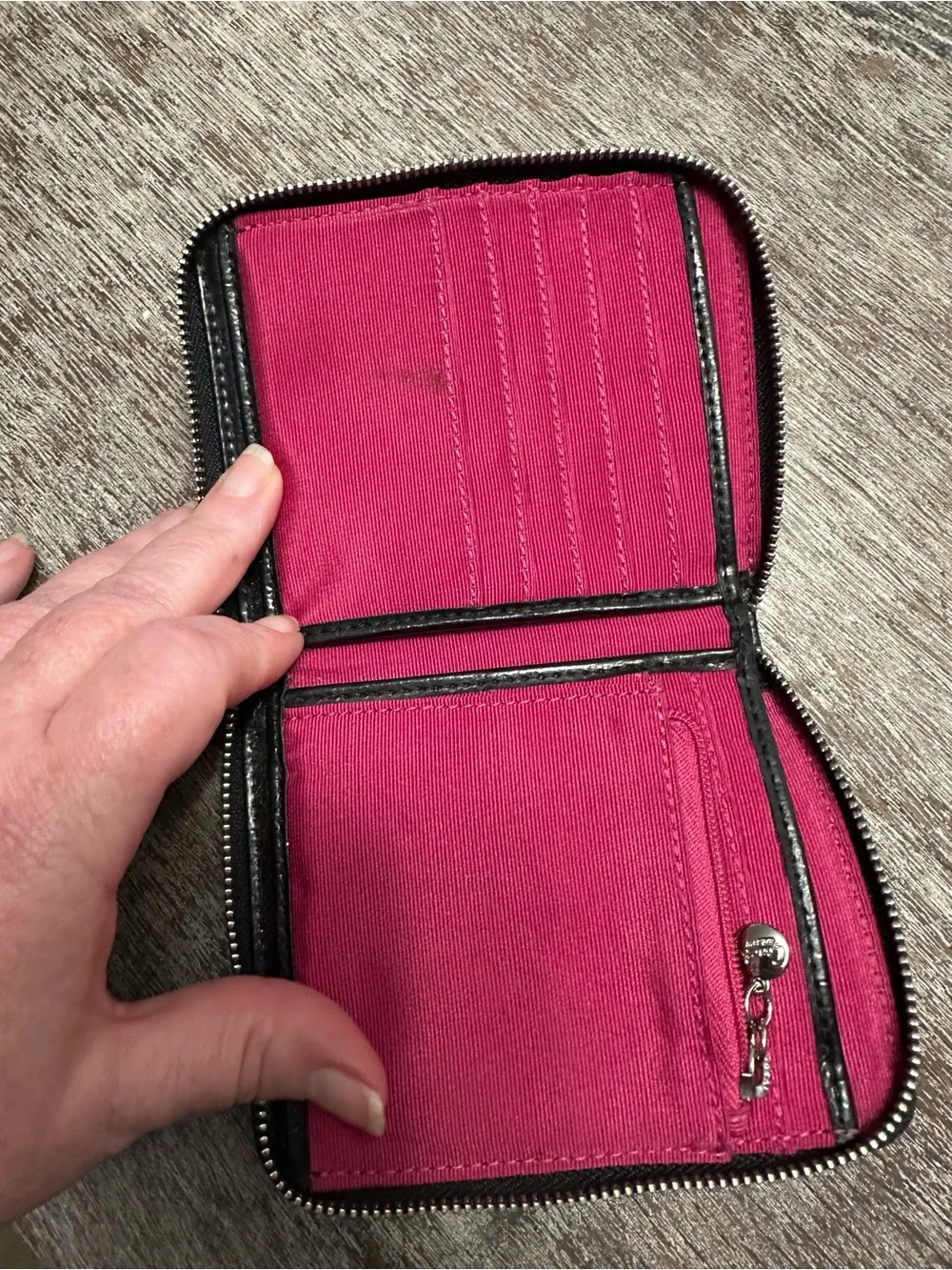 Coach Peyton Black & Gray Signature Zip Wristlet Card Holder